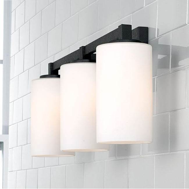Capital Lighting Ravenwood 23''w X 9.5''h 3-light Vanity In Black Iron With Soft White Glass