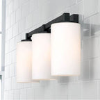 Capital Lighting Ravenwood 23''w X 9.5''h 3-light Vanity In Black Iron With Soft White Glass