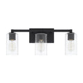 Capital Lighting Ravenwood 23'' W X 9.5'' H X 5.5'' E 3-light Clear Seeded Glass Vanity In Black Iron