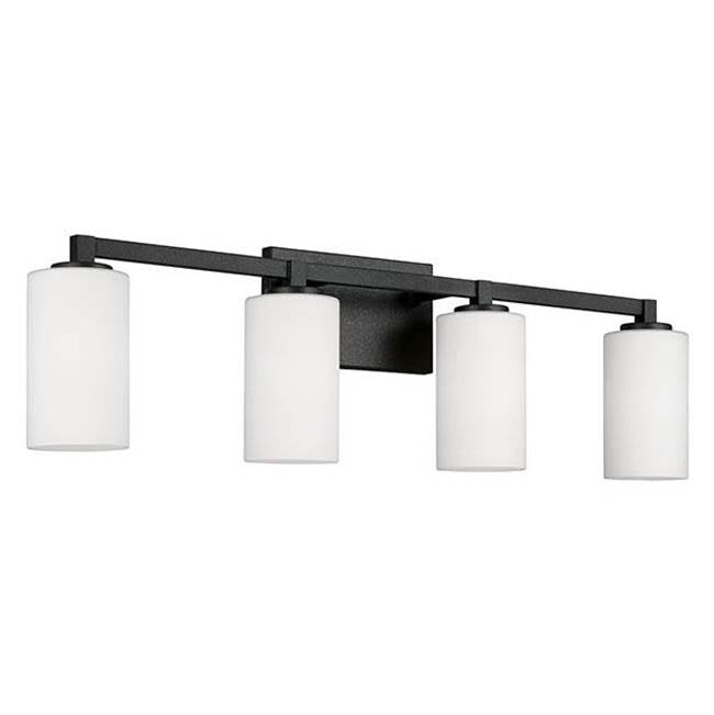 Capital Lighting 119841BI-545 Black Iron 32.75''w X 9.5''h 4-light Vanity In Black Iron With Soft White Glass Image 1