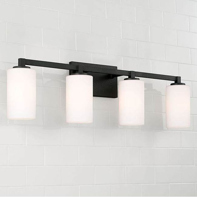 Capital Lighting 119841BI-545 Black Iron 32.75''w X 9.5''h 4-light Vanity In Black Iron With Soft White Glass Image 3