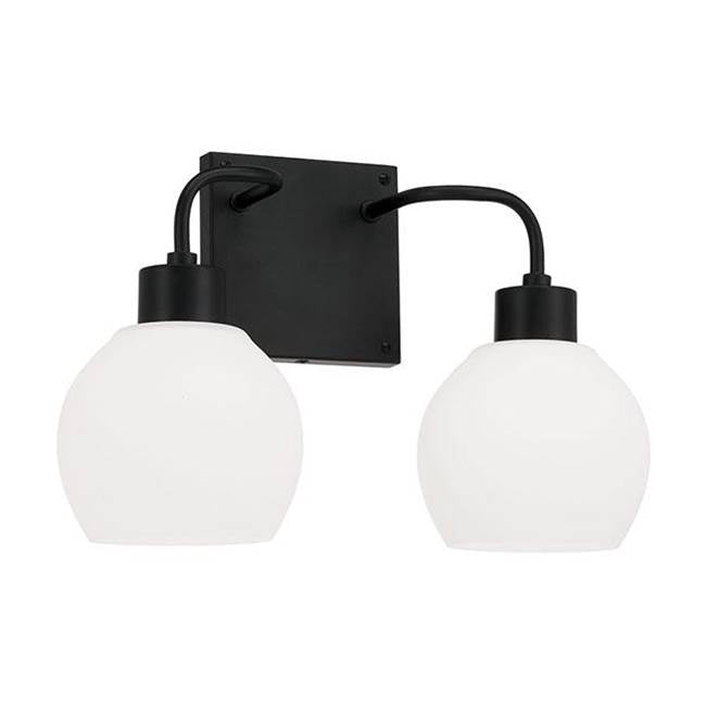 Capital Lighting 120021MB-540 Matte Black 15''w X 9.75''h 2-light Vanity In Matte Black With Soft White Glass Globes Image 1