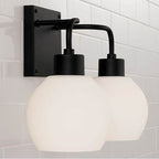 Capital Lighting Tanner 15''w X 9.75''h 2-light Vanity In Matte Black With Soft White Glass Globes