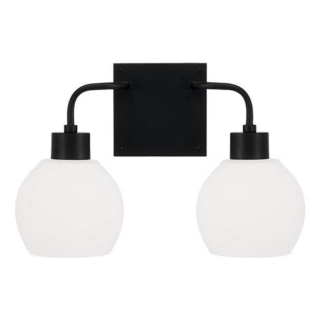 Capital Lighting 120021MB-540 Matte Black 15''w X 9.75''h 2-light Vanity In Matte Black With Soft White Glass Globes Image 3