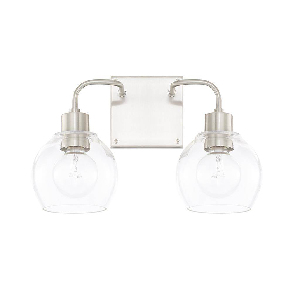 Capital Lighting Tanner 15'' W X 10'' H X 7'' E 2-light Clear Glass Vanity In Brushed Nickel