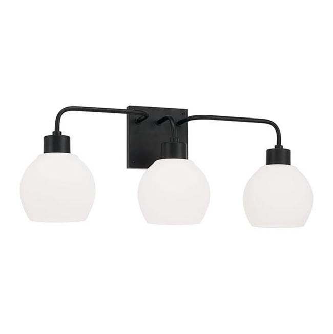Capital Lighting 120031MB-540 Matte Black 24.5''w X 9.75''h 3-light Vanity In Matte Black With Soft White Glass Globes Image 1