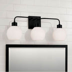 Capital Lighting 120031MB-540 Matte Black 24.5''w X 9.75''h 3-light Vanity In Matte Black With Soft White Glass Globes Image 4
