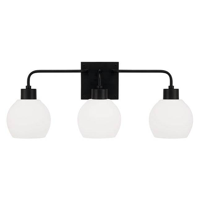Capital Lighting 120031MB-540 Matte Black 24.5''w X 9.75''h 3-light Vanity In Matte Black With Soft White Glass Globes Image 3