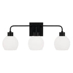 Capital Lighting 120031MB-540 Matte Black 24.5''w X 9.75''h 3-light Vanity In Matte Black With Soft White Glass Globes Image 3