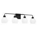 Capital Lighting 120041MB-540 Matte Black 34''w X 9.75''h 4-light Vanity In Matte Black With Soft White Glass Globes Image 1