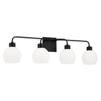 Capital Lighting 120041MB-540 Matte Black 34''w X 9.75''h 4-light Vanity In Matte Black With Soft White Glass Globes Image 1