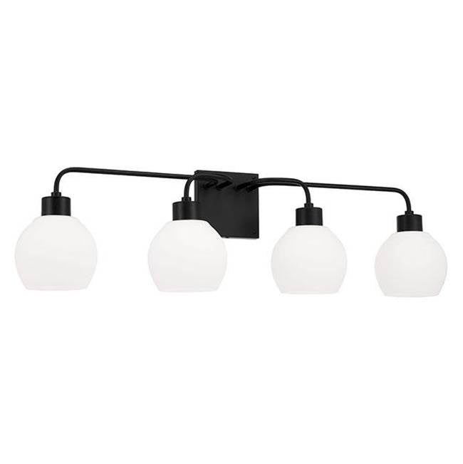 Capital Lighting 120041MB-540 Matte Black 34''w X 9.75''h 4-light Vanity In Matte Black With Soft White Glass Globes Image 1