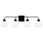 Capital Lighting 120041MB-540 Matte Black 34''w X 9.75''h 4-light Vanity In Matte Black With Soft White Glass Globes Image 3