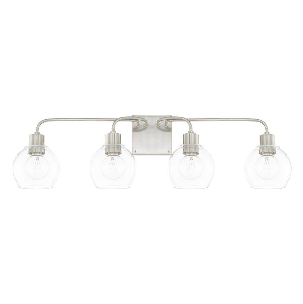Capital Lighting Tanner 34'' W X 10'' H X 8'' E 4-light Clear Glass Vanity In Brushed Nickel