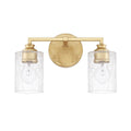 Capital Lighting Milan 13'' W X 9'' H X 6'' E 2-light Vanity In Gold Leaf With Crackled Ice Glass Shades