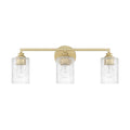Capital Lighting Milan 23'' W X 9'' H X 6'' E 3-light Vanity In Gold Leaf With Crackled Ice Glass Shades