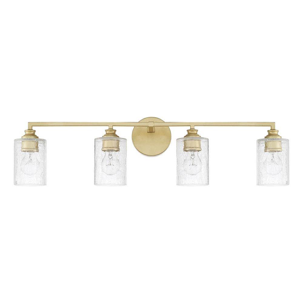 Capital Lighting Milan 33'' W X 9'' H X 6'' E 4-light Vanity In Gold Leaf With Crackled Ice Glass Shades