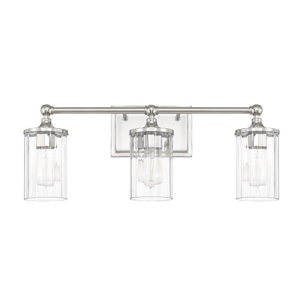 Capital Lighting Camden 23.5'' W X 9'' H X 6.5'' E 3-light Clear Beveled Glass Vanity In Polished Nickel