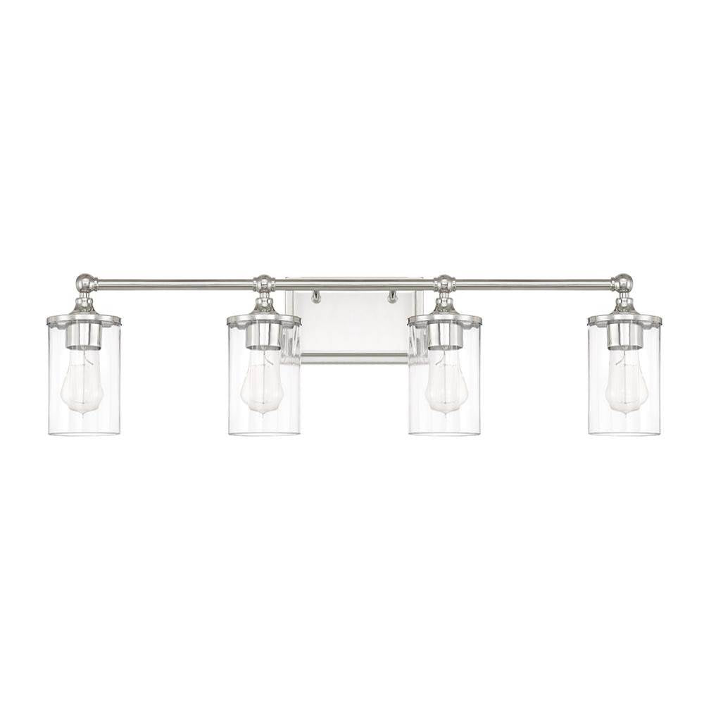 Capital Lighting Camden 33'' W X 9'' H X 6.5'' E 4-light Clear Beveled Glass Vanity In Polished Nickel