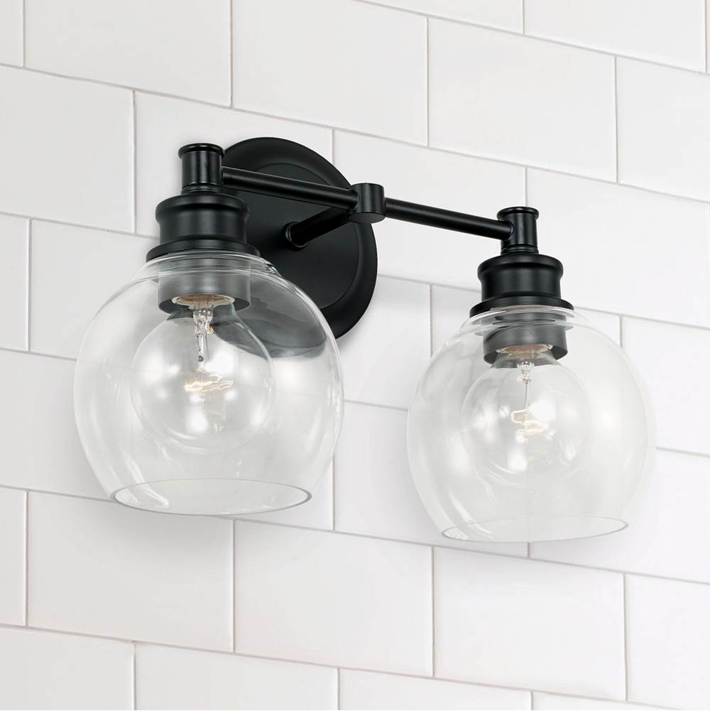 Capital Lighting 121121MB-426 Matte Black 14.5'' W X 10'' H X 7'' E 2-light Clear Glass Vanity In Matte Black Image 2