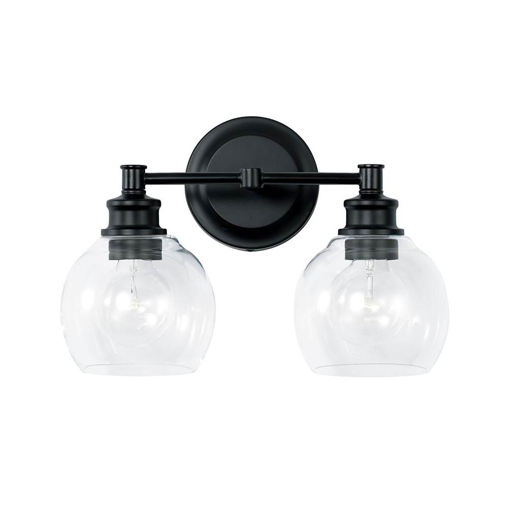Capital Lighting Mid Century 14.5'' W X 10'' H X 7'' E 2-light Clear Glass Vanity In Aged Brass