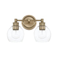 Capital Lighting Mid Century 14.5'' W X 10'' H X 7'' E 2-light Clear Glass Vanity In Aged Brass