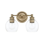 Capital Lighting Mid Century 14.5'' W X 10'' H X 7'' E 2-light Clear Glass Vanity In Aged Brass