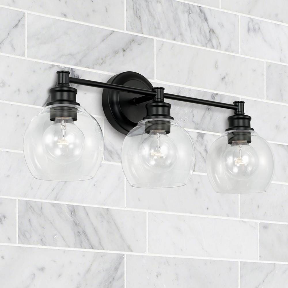 Capital Lighting 121131MB-426 Matte Black 23.5'' W X 10'' H X 7'' E 3-light Clear Glass Vanity In Matte Black Image 2