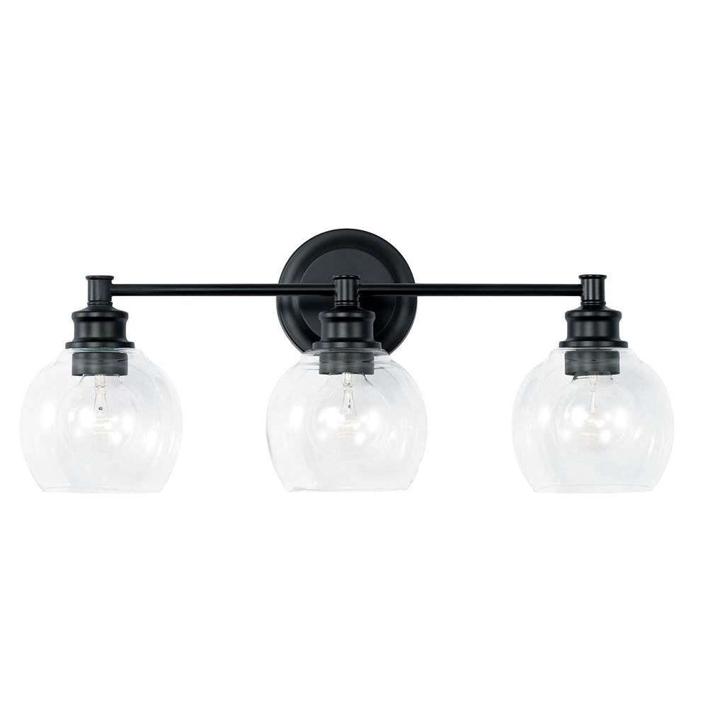 Capital Lighting Mid Century 23.5'' W X 10'' H X 7'' E 3-light Clear Glass Vanity In Aged Brass