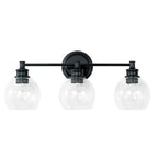 Capital Lighting Mid Century 23.5'' W X 10'' H X 7'' E 3-light Clear Glass Vanity In Aged Brass