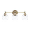 Capital Lighting Mid Century 23.5'' W X 10'' H X 7'' E 3-light Clear Glass Vanity In Aged Brass