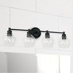 Capital Lighting 121141MB-426 Matte Black 32'' W X 10'' H X 7'' E 4-light Clear Glass Vanity In Matte Black Image 2