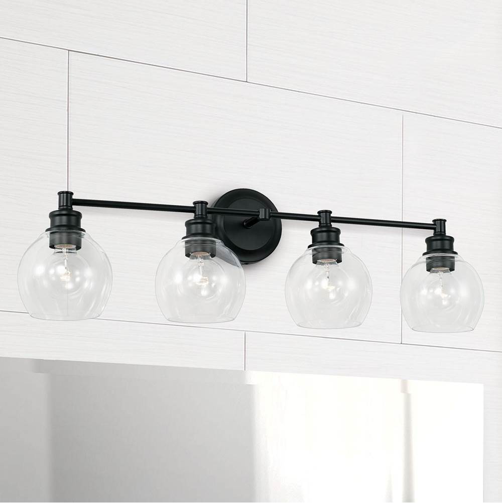 Capital Lighting 121141MB-426 Matte Black 32'' W X 10'' H X 7'' E 4-light Clear Glass Vanity In Matte Black Image 2
