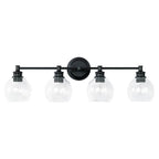 Capital Lighting Mid Century 32'' W X 10'' H X 7'' E 4-light Clear Glass Vanity In Aged Brass