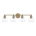 Capital Lighting Mid Century 32'' W X 10'' H X 7'' E 4-light Clear Glass Vanity In Aged Brass