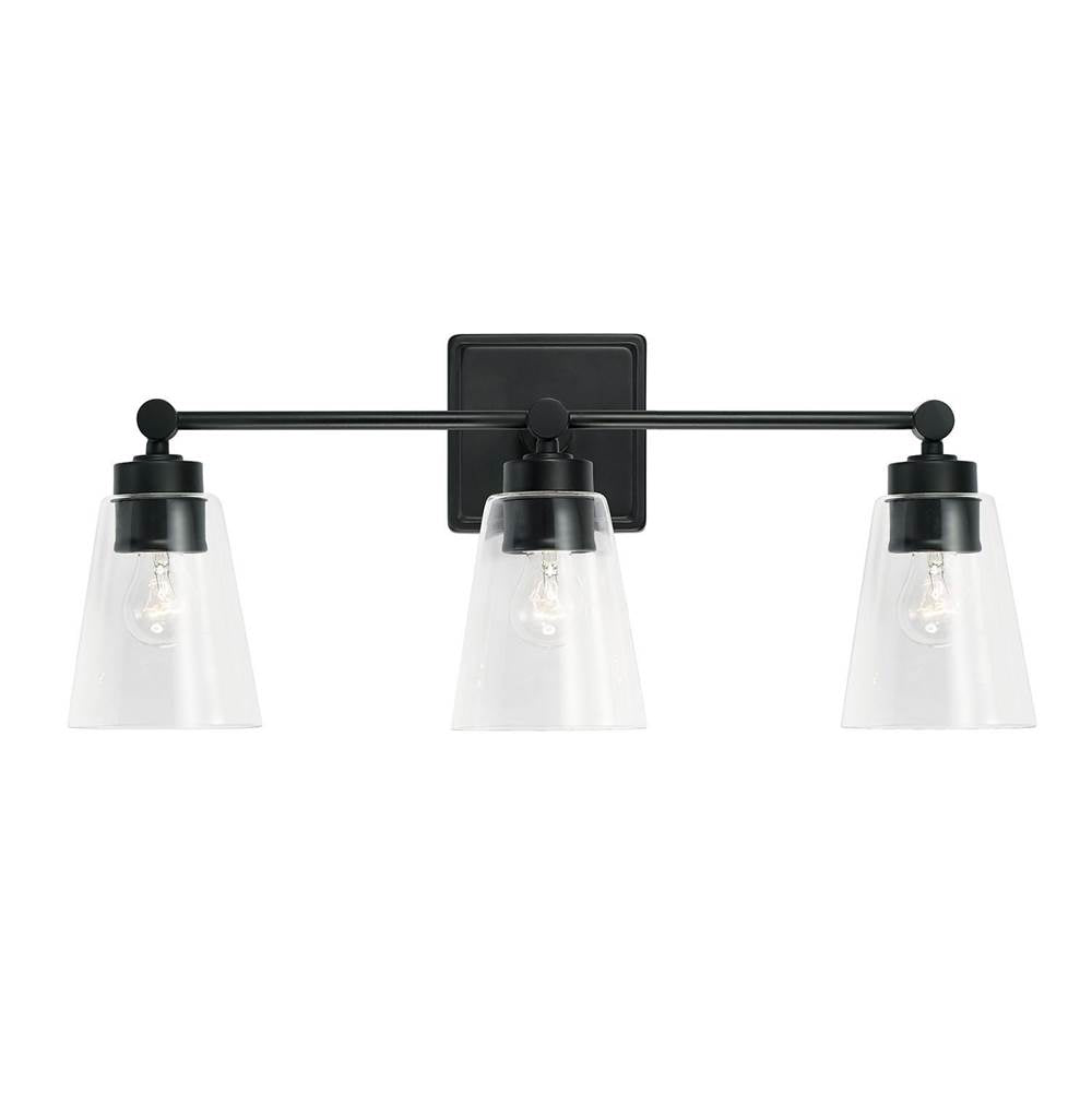 Capital Lighting Rory 23'' W X 10'' H X 7'' E 3-light Vanity In Aged Brass With Clear Cone Glass Shades