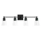 Capital Lighting Rory 33'' W X 10'' H X 7'' E 4-light Vanity In Aged Brass With Clear Cone Glass Shades