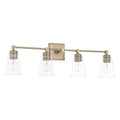 Capital Lighting Rory 33'' W X 10'' H X 7'' E 4-light Vanity In Aged Brass With Clear Cone Glass Shades