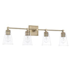 Capital Lighting Rory 33'' W X 10'' H X 7'' E 4-light Vanity In Aged Brass With Clear Cone Glass Shades