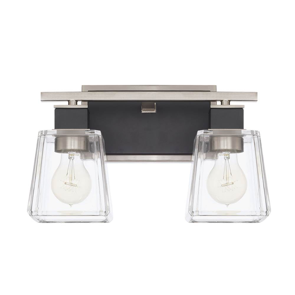 Capital Lighting Tux 13.5'' W X 9'' H X 7'' E 2-light Clear Glass Vanity In Brushed Nickel And Matte Black