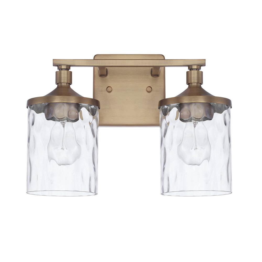 Capital Lighting Colton 13'' W X 10'' H X 7'' E 2-light Clear Water Glass Vanity In Aged Brass