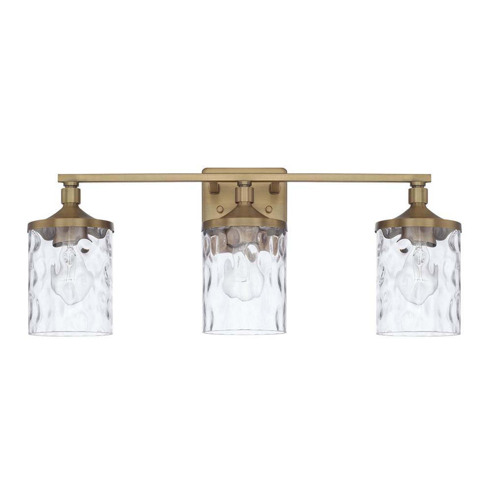Capital Lighting Colton 24'' W X 10'' H X 7'' E 3-light Clear Water Glass Vanity In Aged Brass