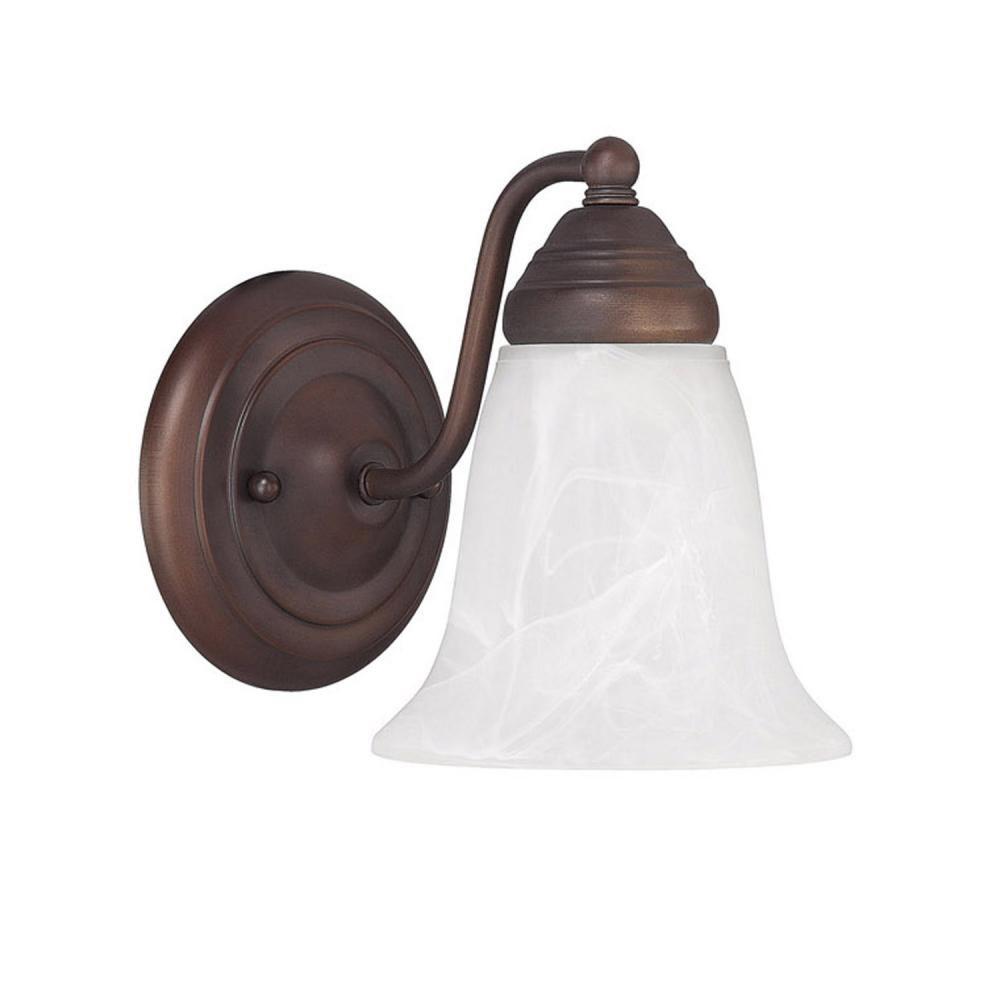 Capital Lighting Brady 5.5'' W X 7'' H X 8'' E 1-light Sconce In Burnished Bronze With White Faux Alabaster Glass Shade