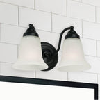 Capital Lighting 1362MB-117 Matte Black 12'' W X 7'' H X 7.5'' E 2-light Vanity In Matte Black With White Faux Alabaster Glass Shades Image 2