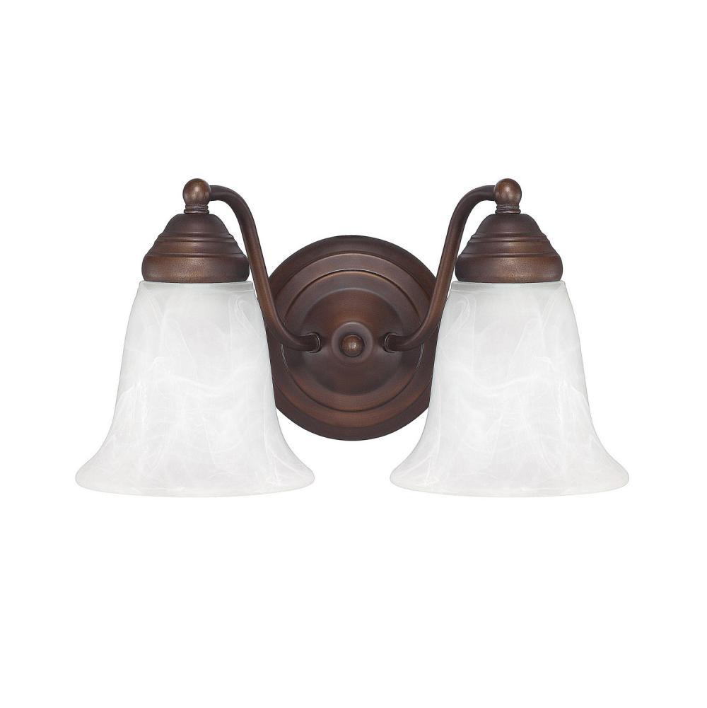 Capital Lighting Brady 12'' W X 7'' H X 7.5'' E 2-light Vanity In Burnished Bronze With White Faux Alabaster Glass Shades