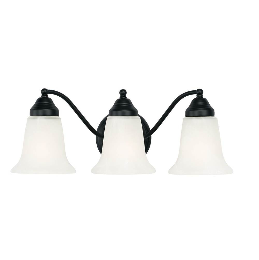 Capital Lighting Brady 19'' W X 7'' H X 8.5'' E 3-light Vanity In Burnished Bronze With White Faux Alabaster Glass Shades