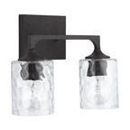 Capital Lighting 137321BI-486 Black Iron 13.5'' W X 10.5'' H X 6.5'' E 2-light Clear Water Glass Vanity In Black Iron Image 1