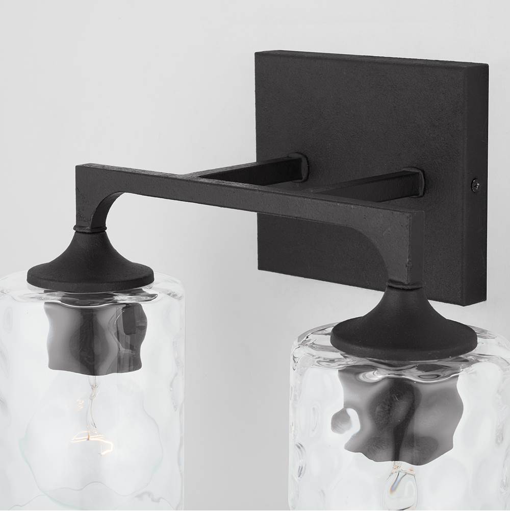 Capital Lighting Clint 13.5'' W X 10.5'' H X 6.5'' E 2-light Clear Water Glass Vanity In Black Iron
