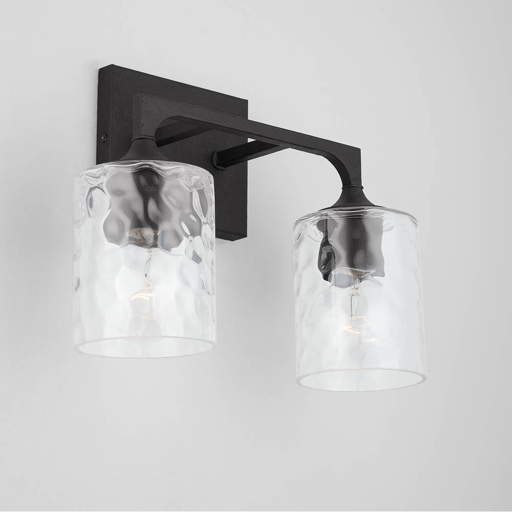 Capital Lighting 137321BI-486 Black Iron 13.5'' W X 10.5'' H X 6.5'' E 2-light Clear Water Glass Vanity In Black Iron Image 5