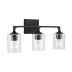 Capital Lighting 137331BI-486 Black Iron 23'' W X 10.5'' H X 6.5'' E 3-light Clear Water Glass Vanity In Black Iron Image 1